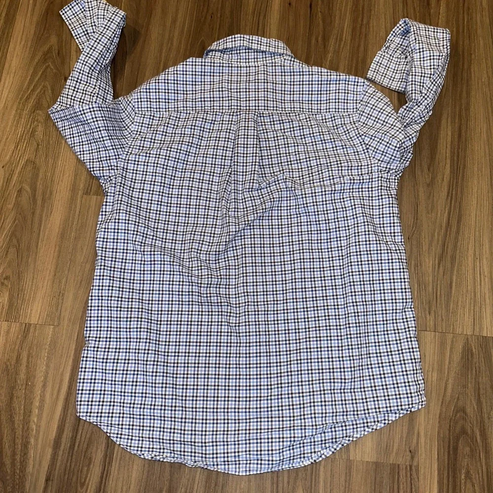 Ralph Lauren Button Down Shirt Natural‎ Stretch Checkered Plaid L (14-16)